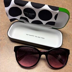 Kate Spade Black and Pink Sunglasses With Case And Cleaning Cloth